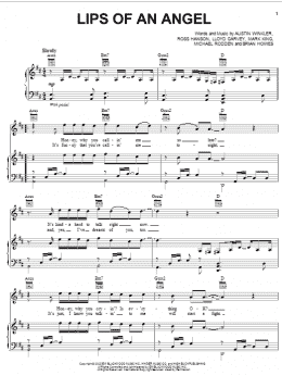 page one of Lips Of An Angel (Piano, Vocal & Guitar Chords (Right-Hand Melody))