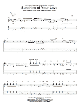 page one of Sunshine Of Your Love (Guitar Tab)