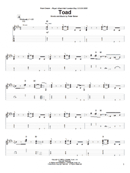 page one of Toad (Guitar Tab)