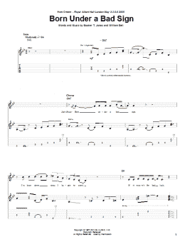 page one of Born Under A Bad Sign (Guitar Tab)