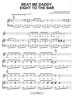 page one of Beat Me Daddy, Eight To The Bar (Piano, Vocal & Guitar Chords (Right-Hand Melody))