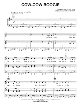 page one of Cow-Cow Boogie (Piano, Vocal & Guitar Chords (Right-Hand Melody))