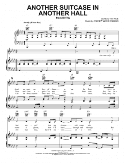 page one of Another Suitcase In Another Hall (from Evita) (Piano, Vocal & Guitar Chords (Right-Hand Melody))