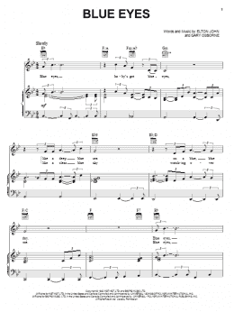 page one of Blue Eyes (Piano, Vocal & Guitar Chords (Right-Hand Melody))