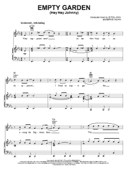 page one of Empty Garden (Hey Hey Johnny) (Piano, Vocal & Guitar Chords (Right-Hand Melody))