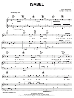 page one of Isabel (Piano, Vocal & Guitar Chords (Right-Hand Melody))