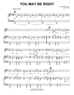 page one of You May Be Right (Piano, Vocal & Guitar Chords (Right-Hand Melody))