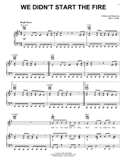 page one of We Didn't Start The Fire (Piano, Vocal & Guitar Chords (Right-Hand Melody))