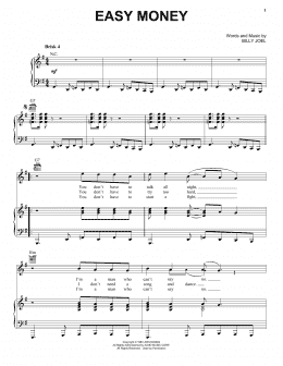 page one of Easy Money (Piano, Vocal & Guitar Chords (Right-Hand Melody))
