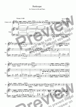 page one of Burlesque for Clarinet & Piano