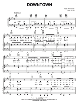 page one of Downtown (Piano, Vocal & Guitar Chords (Right-Hand Melody))