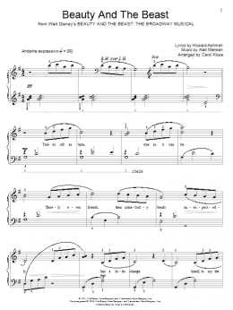 page one of Beauty And The Beast (from Beauty and the Beast: The Broadway Musical) (arr. Carol Klose) (Educational Piano)