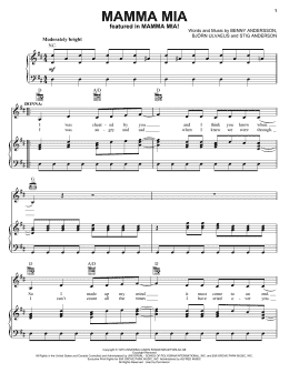 page one of Mamma Mia (Piano, Vocal & Guitar Chords (Right-Hand Melody))
