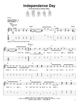 page one of Independence Day (Easy Guitar Tab)