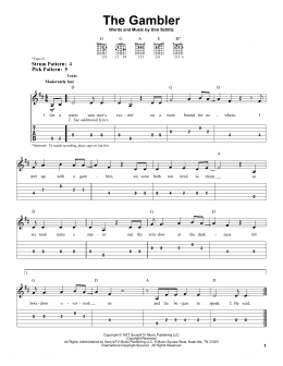 page one of The Gambler (Easy Guitar Tab)