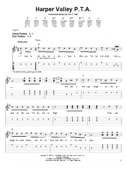 page one of Harper Valley P.T.A. (Easy Guitar Tab)