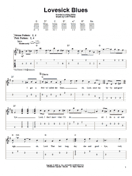 page one of Lovesick Blues (Easy Guitar Tab)