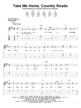 page one of Take Me Home, Country Roads (Easy Guitar Tab)