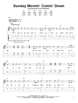 page one of Sunday Mornin' Comin' Down (Easy Guitar Tab)