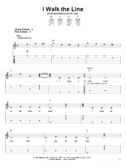 page one of I Walk The Line (Easy Guitar Tab)