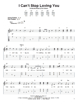 page one of I Can't Stop Loving You (Easy Guitar Tab)