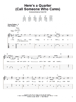 page one of Here's A Quarter (Call Someone Who Cares) (Easy Guitar Tab)