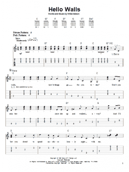 page one of Hello Walls (Easy Guitar Tab)