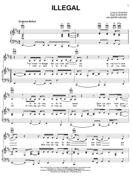 page one of Illegal (Piano, Vocal & Guitar Chords (Right-Hand Melody))