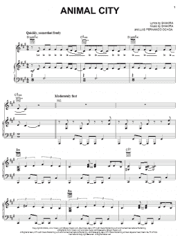 page one of Animal City (Piano, Vocal & Guitar Chords (Right-Hand Melody))