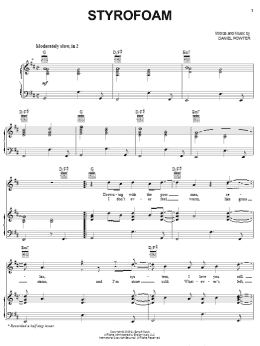 page one of Styrofoam (Piano, Vocal & Guitar Chords (Right-Hand Melody))