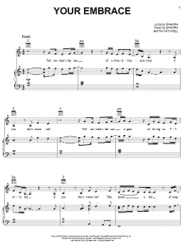 page one of Your Embrace (Piano, Vocal & Guitar Chords (Right-Hand Melody))
