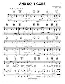 page one of And So It Goes (Piano, Vocal & Guitar Chords (Right-Hand Melody))