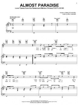 page one of Almost Paradise (Piano, Vocal & Guitar Chords (Right-Hand Melody))