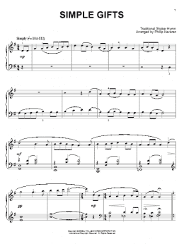 page one of Simple Gifts (arr. Phillip Keveren) (Piano Solo)