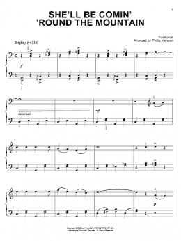 page one of She'll Be Comin' 'Round The Mountain (arr. Phillip Keveren) (Piano Solo)