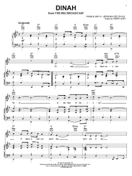 page one of Dinah (Piano, Vocal & Guitar Chords (Right-Hand Melody))