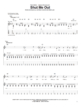 page one of Shut Me Out (Guitar Tab)