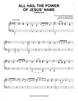 page one of All Hail The Power Of Jesus' Name (Piano Solo)
