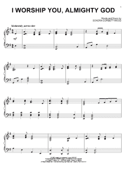 page one of I Worship You, Almighty God (Piano Solo)