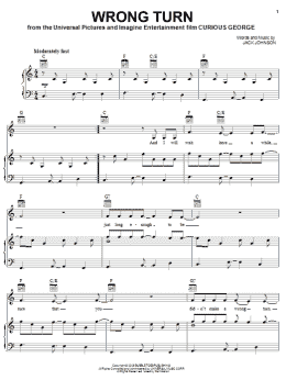 page one of Wrong Turn (Piano, Vocal & Guitar Chords (Right-Hand Melody))