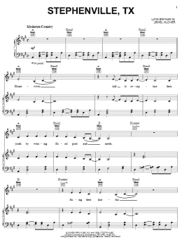 page one of Stephenville, TX (Piano, Vocal & Guitar Chords (Right-Hand Melody))