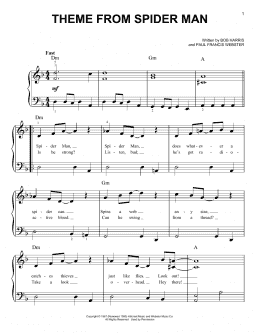page one of Theme From Spider-Man (Easy Piano)
