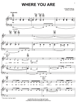 page one of Where You Are (Piano, Vocal & Guitar Chords (Right-Hand Melody))