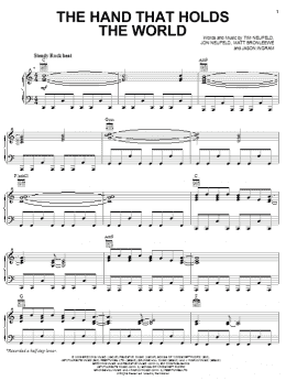 page one of The Hand That Holds The World (Piano, Vocal & Guitar Chords (Right-Hand Melody))