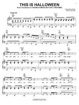page one of This Is Halloween (from The Nightmare Before Christmas) (Piano, Vocal & Guitar Chords (Right-Hand Melody))