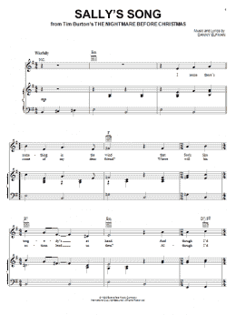 page one of Sally's Song (from The Nightmare Before Christmas) (Piano, Vocal & Guitar Chords (Right-Hand Melody))
