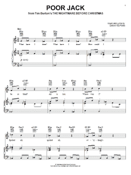 page one of Poor Jack (from The Nightmare Before Christmas) (Piano, Vocal & Guitar Chords (Right-Hand Melody))
