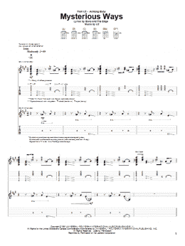 page one of Mysterious Ways (Guitar Tab)