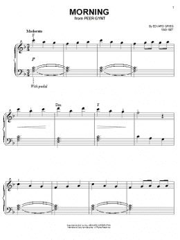 page one of Morning (from Peer Gynt Suite No.1) (Easy Piano)