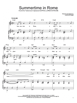 page one of Summertime In Rome (Piano, Vocal & Guitar Chords (Right-Hand Melody))